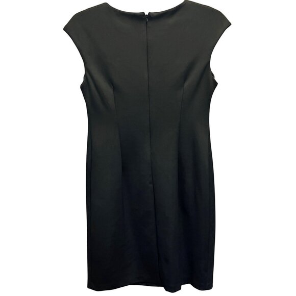 Connected Apparel Black Pink Floral V Neck Embroidered Sheath Back Zip Dress 8P - Picture 3 of 5